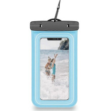(7.9 in., azure) Waterproof Phone Pouch for Swimming Beach Outdoor Sports PVC Sponge ABS Material