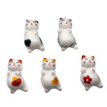 5-teiliges Keramik-Ablageset mit Katzenmotiv für Essstäbchen und Löffel