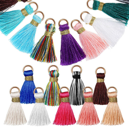 50 Borlas de hilo color dorado Mara seda artificial mini 1