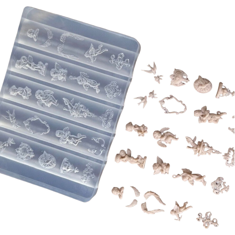 Portable Silicone Mold Depicting Baroque Angel Silicone Texture
