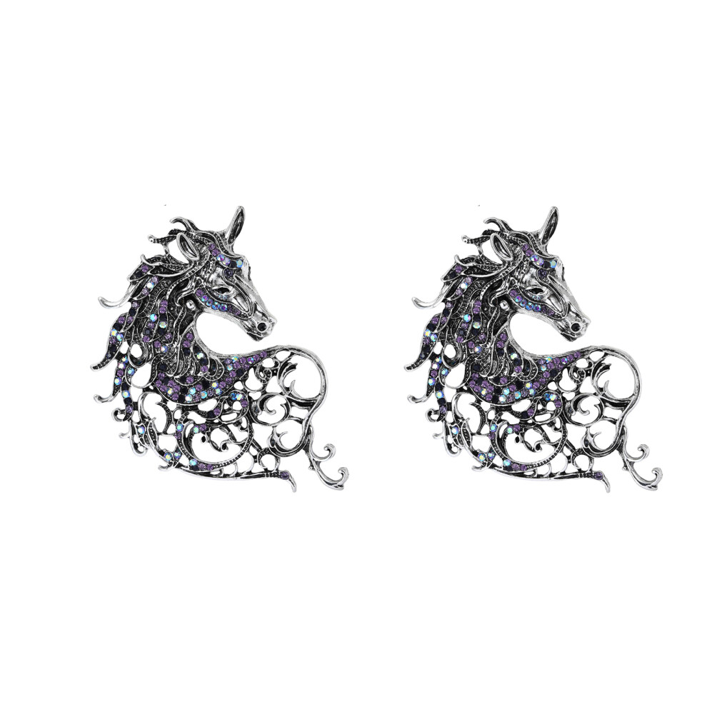 Blue Trendy Alloy Horse Head Brooches Pack Of 2/4 Lightweight-2
