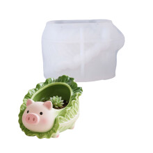 Flexible Silicone Cabbage Pig Mold For Concrete Resin Planter