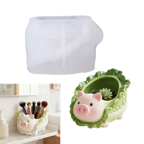 Flexible Silicone Cabbage Pig Mold For Concrete Resin Planter 1