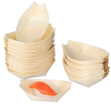 50 kleine houten sushibootjes, houten serveerschalen voor sushi en snacks