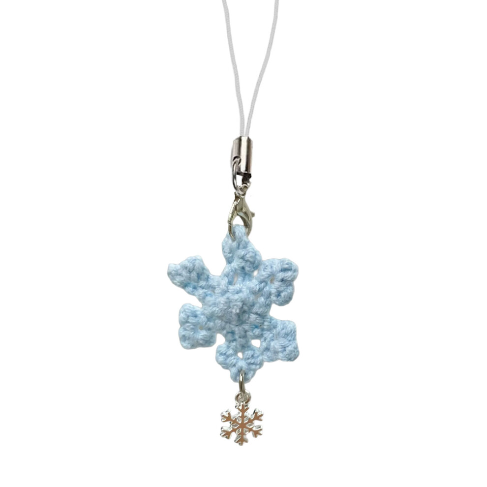 Holiday Gift Handcrafted Snowflake Keychain Yarn Phone-Blue-image-OPC-PMXMMWS-NEW