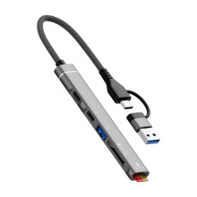 USB C To SDTF Card Reader OTG Adapters Hubs USB A-Gray 2 in 1