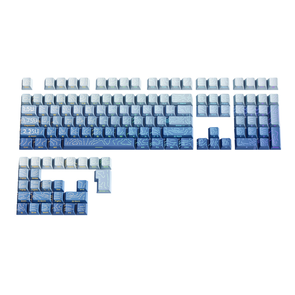 97-Key Pbt Side Engraved Keycaps Set Heat Sublimation-Mist Blue 7696000273969