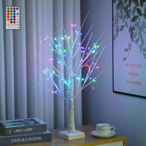 72 Pre Lit Birch Christmas Tree, Remote Control 1