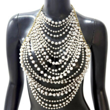 Adjustable Layer Pearls Chest Jewelry Comfortable Alloy Chains