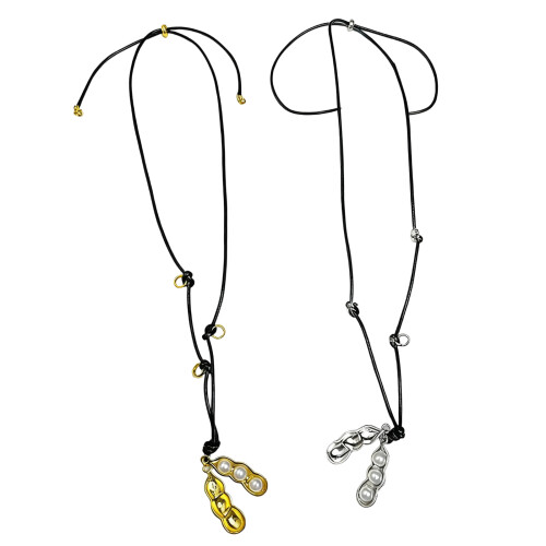 Peanut Alloy Necklace Stylish Adjustable Neckchain-Silver 1