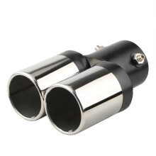 Tailpipe Exhaust Stainless Steel, Double Muffler, Universal Car Exhaust, Silver/Black