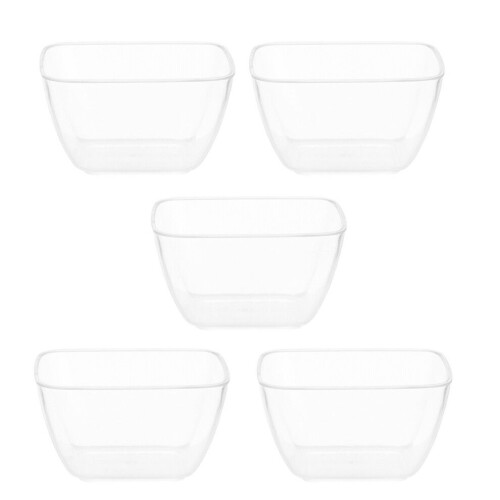 5pcs Disposable Salad Bowls Plastic Transparent Square 70ml 2