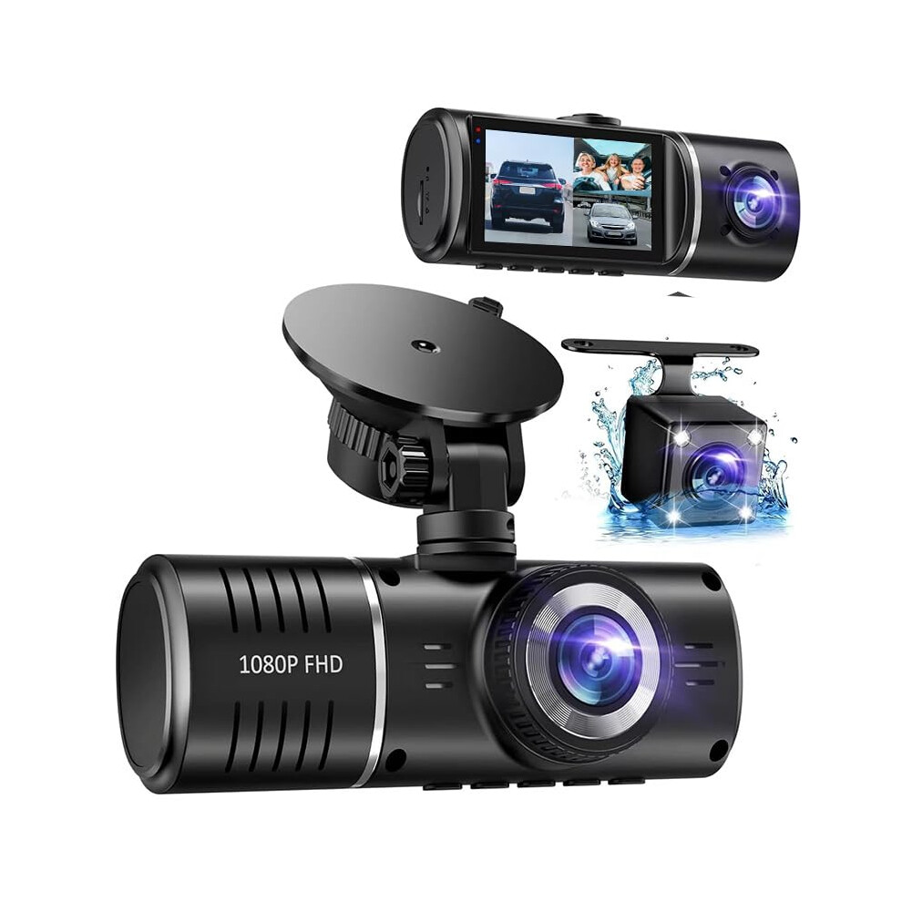 Dash Cam 2.45in 3-Channel, 170-Degree Wide Angle, 1080P+720P+VGA, Night Vision, Parking Monitor, Built-In Battery, 128GB-image-OPC-PMXMXZ6-NEW