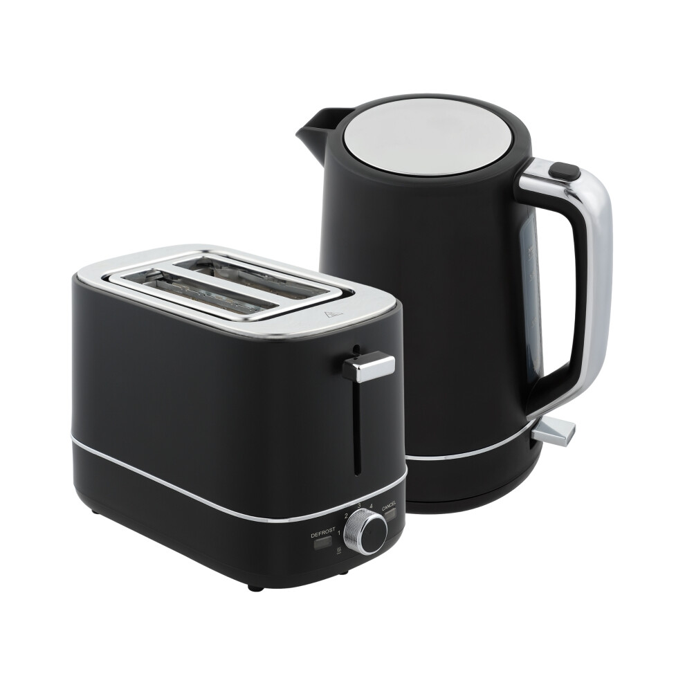 Kettle and Toaster Set 1.7L 3000W Fast Boil & 2 Slice Toaster 6 Browning Levels Defrost & Reheat Black Kitchen Appliance-image-OPC-PMXN55K-NEW