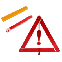 Warning Triangle 2-Piece Foldable Reflective Tripod Car Safety Sign Red For Roadside Emergencies