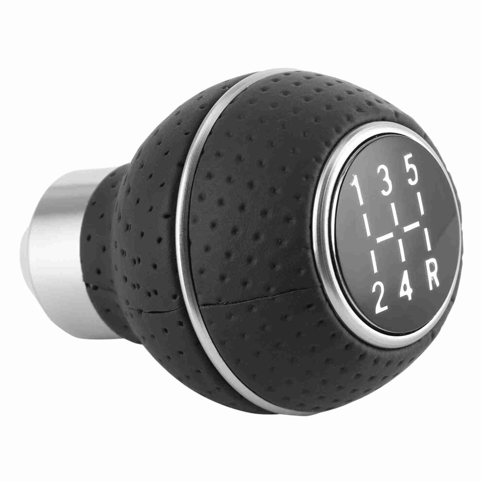 Universal Aluminium Alloy Leather Gear Knob W/ 5 Speed For Manual Cars 4611360392528