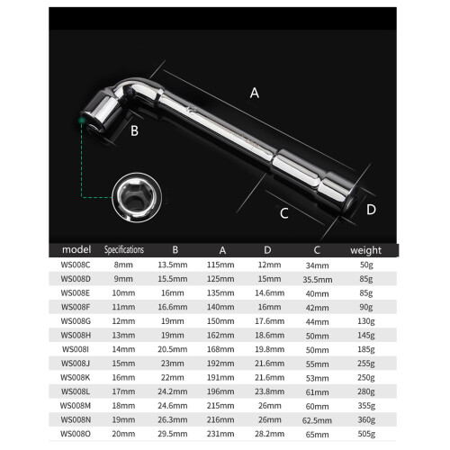 L Type Wrench Set Pipe Perforation Elbow Wrench L Type-10mm 1