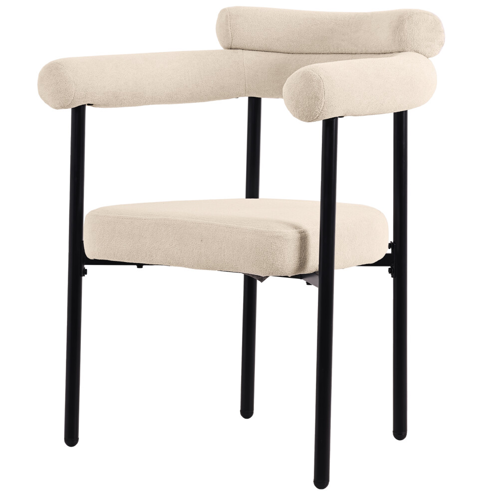 Dining Chairs Set of 6 Cream Faux Suede Upholstered Armchairs Comfortable Armrest Kitchen & Dining Room Multiple Colors-image-OPC-PMXNBX6-NEW