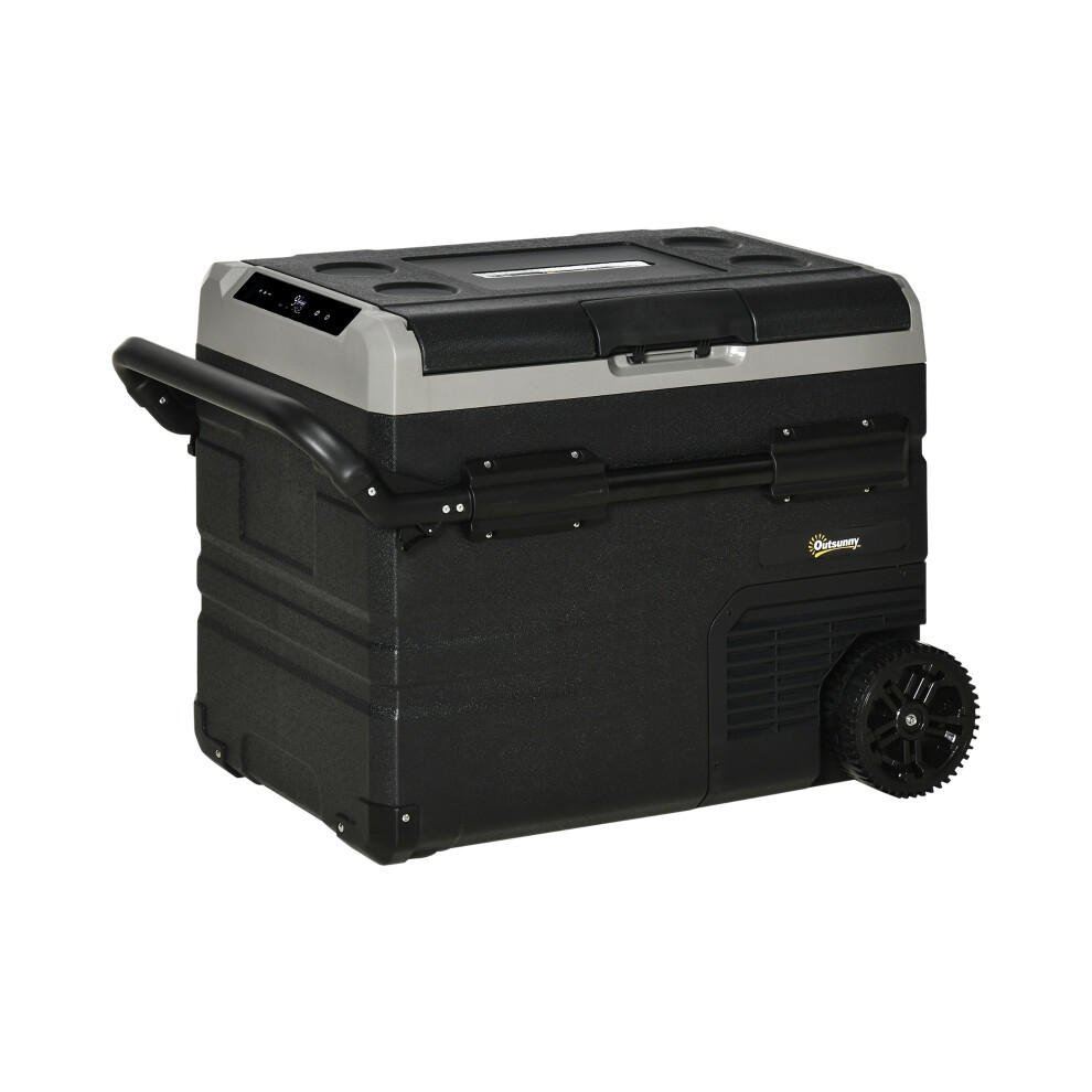 Car Refrigerator 50L Portable Compressor Cooler Box with LED Light Foldable Handles Cup Holders 12/24V DC & AC Down to -20C-image-OPC-PMXNC8G-NEW