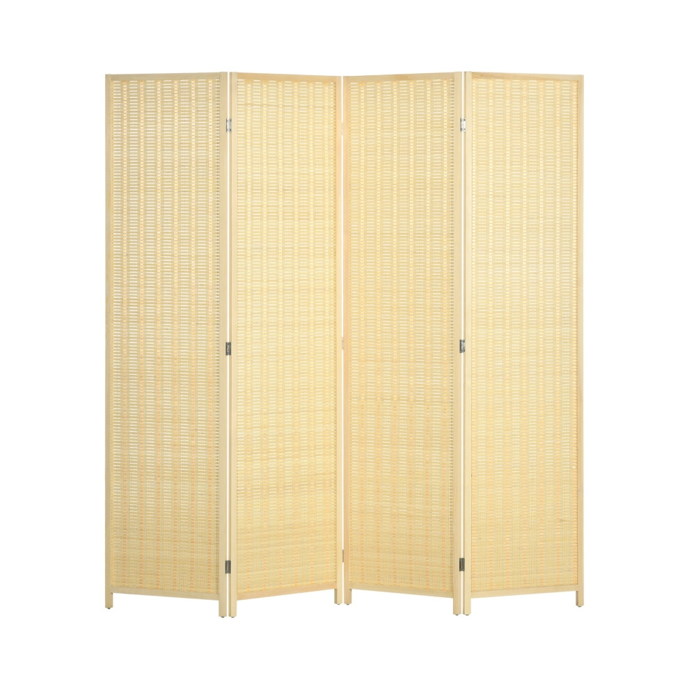 4 Panel Folding Room Divider Privacy Screen Freestanding Natural Wall Panel for Living Room Bedroom & Office 180x180cm-image-OPC-PMXNCRW-NEW