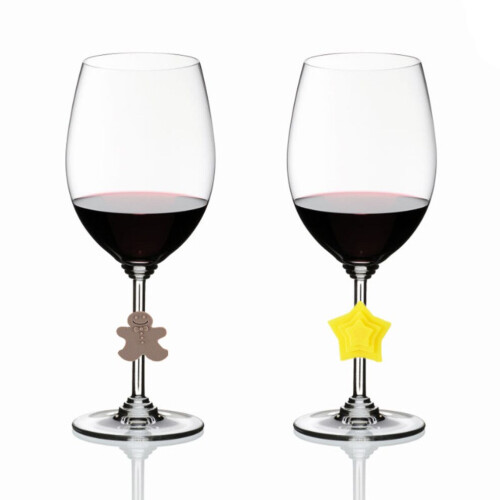 6 marqueurs de verres à vin en silicone sur le thème de Noël, à code couleur 1