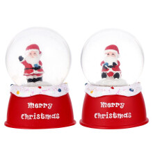 6 kerstkristallen bollen met kerstmanmotief