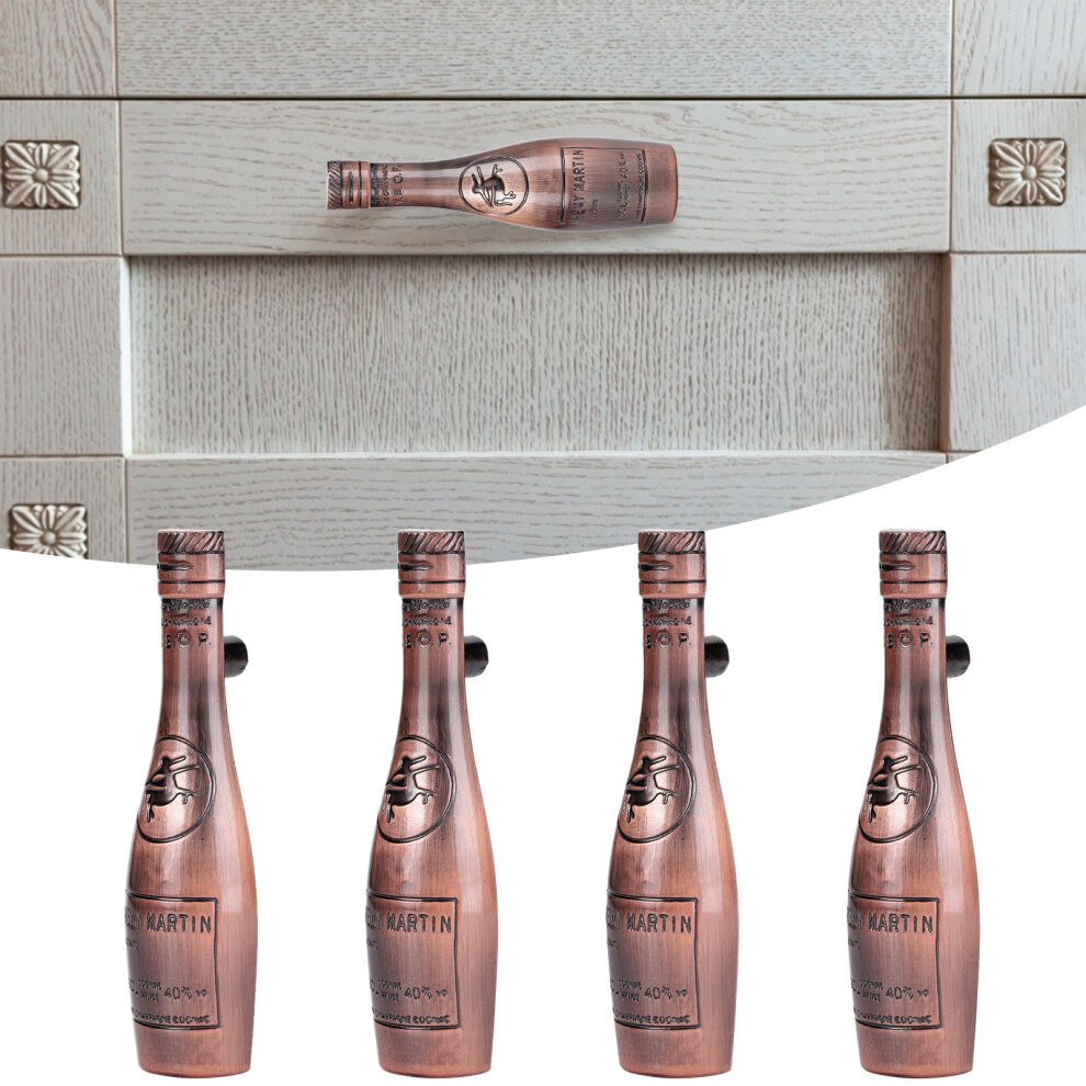 Retro Zinc Alloy Wine Bottle Drawer Pulls - Set Of 4 Handles 4021360400398