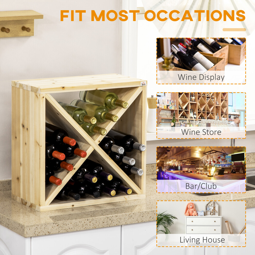Square Wooden Wine Rack for 24 Bottles - Tabletop Storage Stand Elegant Finish Solid Construction Perfect for Wine Enthusiasts-image-OPC-PMXNSMF-NEW