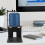 Support d'enceinte de bureau en métal avec système de refroidissement audio et rangement 5