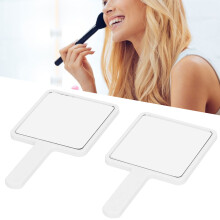 2 Stück Tragbare Weiße Quadratische Handspiegel für Make-up, 9x16cm Kompakte Schminktischspiegel