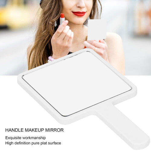 Compact 2pcs Square Vanity Makeup Mirrors with Smooth Rounded Handle White 2