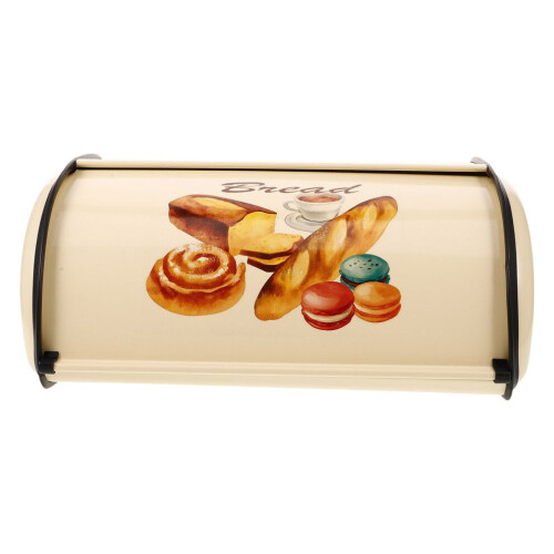 Cream-colored bread box with lid for 2