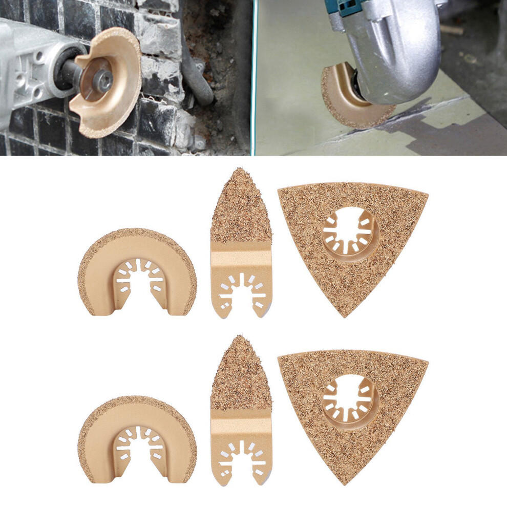 6Pcs Hard Alloy Oscillating Saw Blades For Tiles & Grout Removal Tools 9371360410602