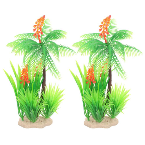 Palmera de coco artificial genérica de 2 piezas, de plástico, para areneros
