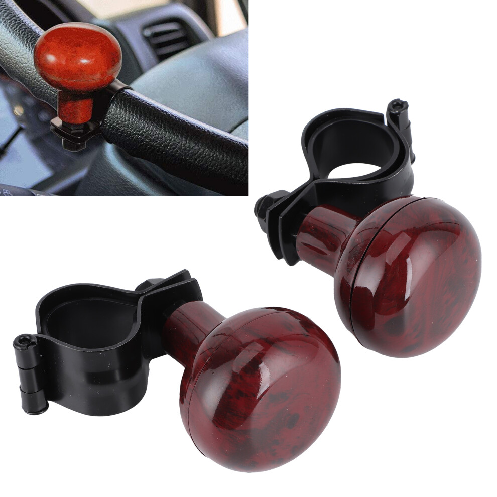 2Pcs Mahogany Woodgrain Steering Wheel Spinner Knob 8X6.5x5cm 9401360415427