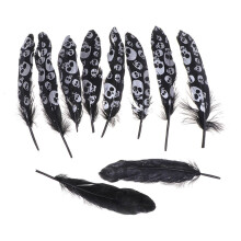 20 schwarze Halloween-Schädel-Schwanenfedern (16 x 0,1 cm) für