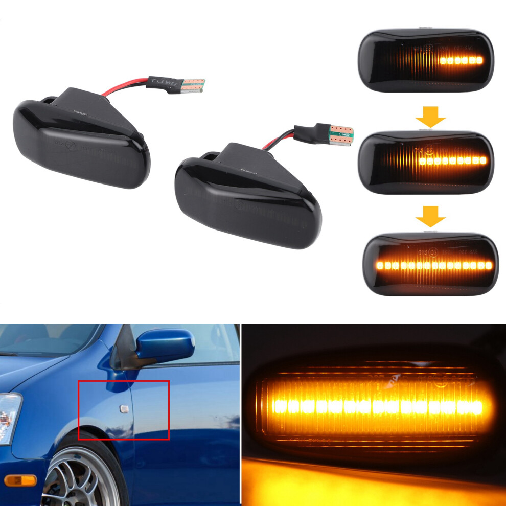 Side Marker Fender Turn Signal 3000K Smoky Lens For Honda 2000-2008 Amber/Light 8471360416749
