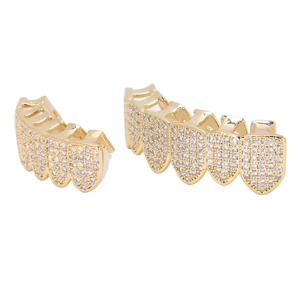 Gold-Plated Copper Teeth for Parties with Fixing Wax & Tweezers