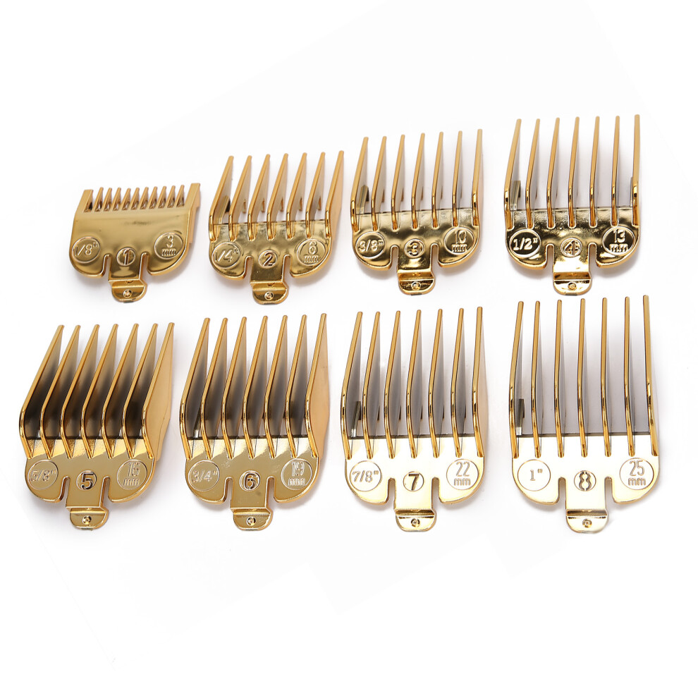 Golden 8Pcs Haircut Limit Comb Set For Clipper, 3Mm-25Mm