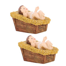 2 Figuras de Jesús: Mini estatuas de resina para el belén