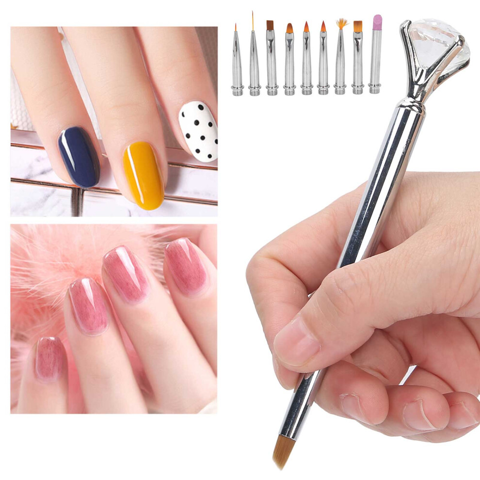 Silver Nail Art Brush Set Replacement Heads Â Diy Dotting Pen For Manicure