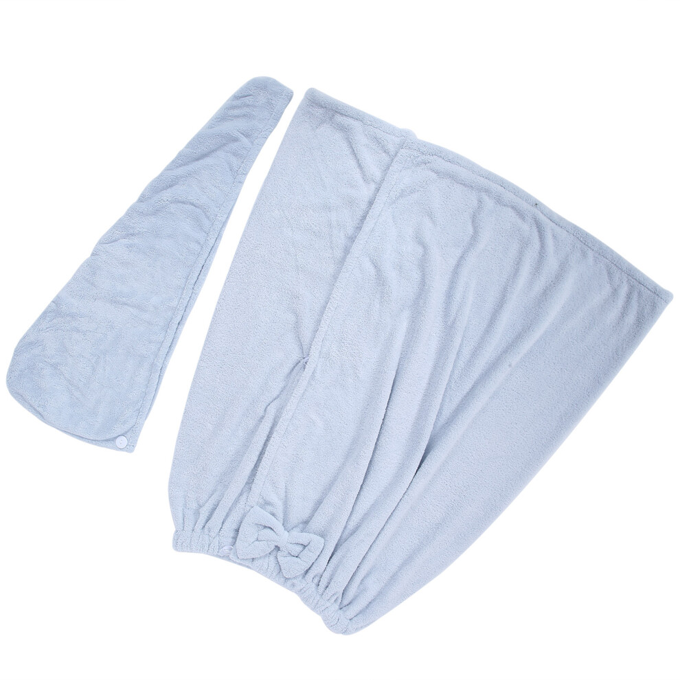 Unisex Blue,Orange Coral Fleece Bath Towel Wrap With Hat Blue For Spa & Home Use