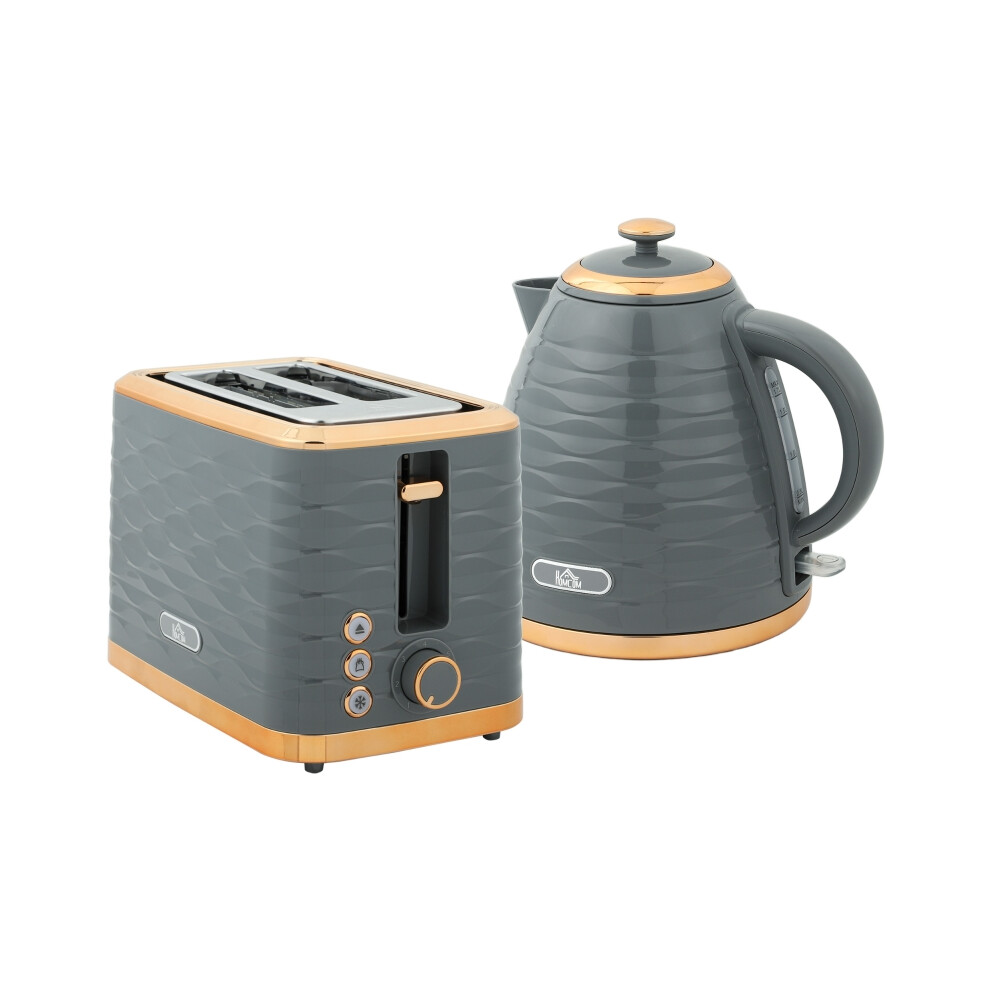 Electric Kettle 3000W 1.7L & 2 Slice Toaster Grey Set 7 Browning Settings Crumb Tray Rapid Boil & Toasting Convenience-image-OPC-PMXP7P8-NEW