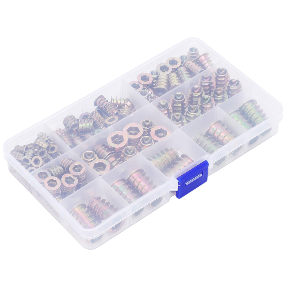 125 Pcs Wood Nut Inserts Hex Drive | M4-M10 Sizes, Galvanized Hardware 7651360419853