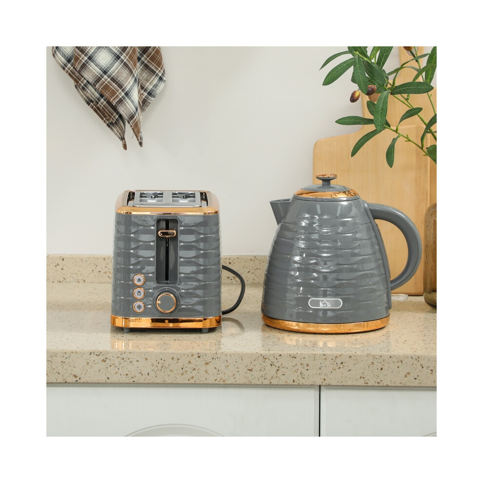 Rapid Boil Kettle & 2 Slice Toaster Set - 3000W 1.7L Capacity Grey 7 Browning Controls & Crumb Tray Durable Plastic & Metal-image-OPC-PMXP7ZH-NEW