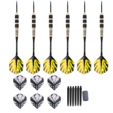 Dartset 12 Darts mit Schwanzflights, shafts in Schwarz, Gold und Kupfer, Hartspitzen