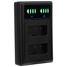 Doppelport-Kamerabatterieladegerät für LP-E17, Doppel-Display, Schwarz