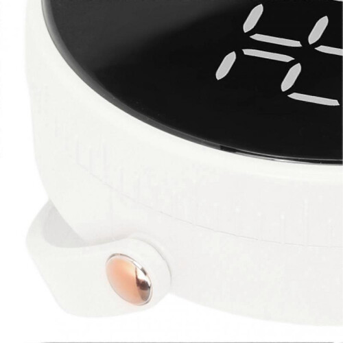 3in LED Digital Timer Rotatable Magnetic Low Noise ABS Shell Silicone Buttons Kitchen Timer White 1