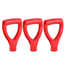 Juego de 3 mangos de pala de plástico, en forma de D, ergonómicos, para colgar, color rojo
