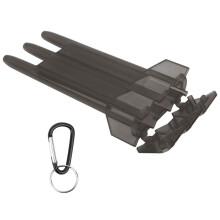 3-Sleeve Dart Storage Box ABS Case Portable with Aluminum Alloy Hook Black